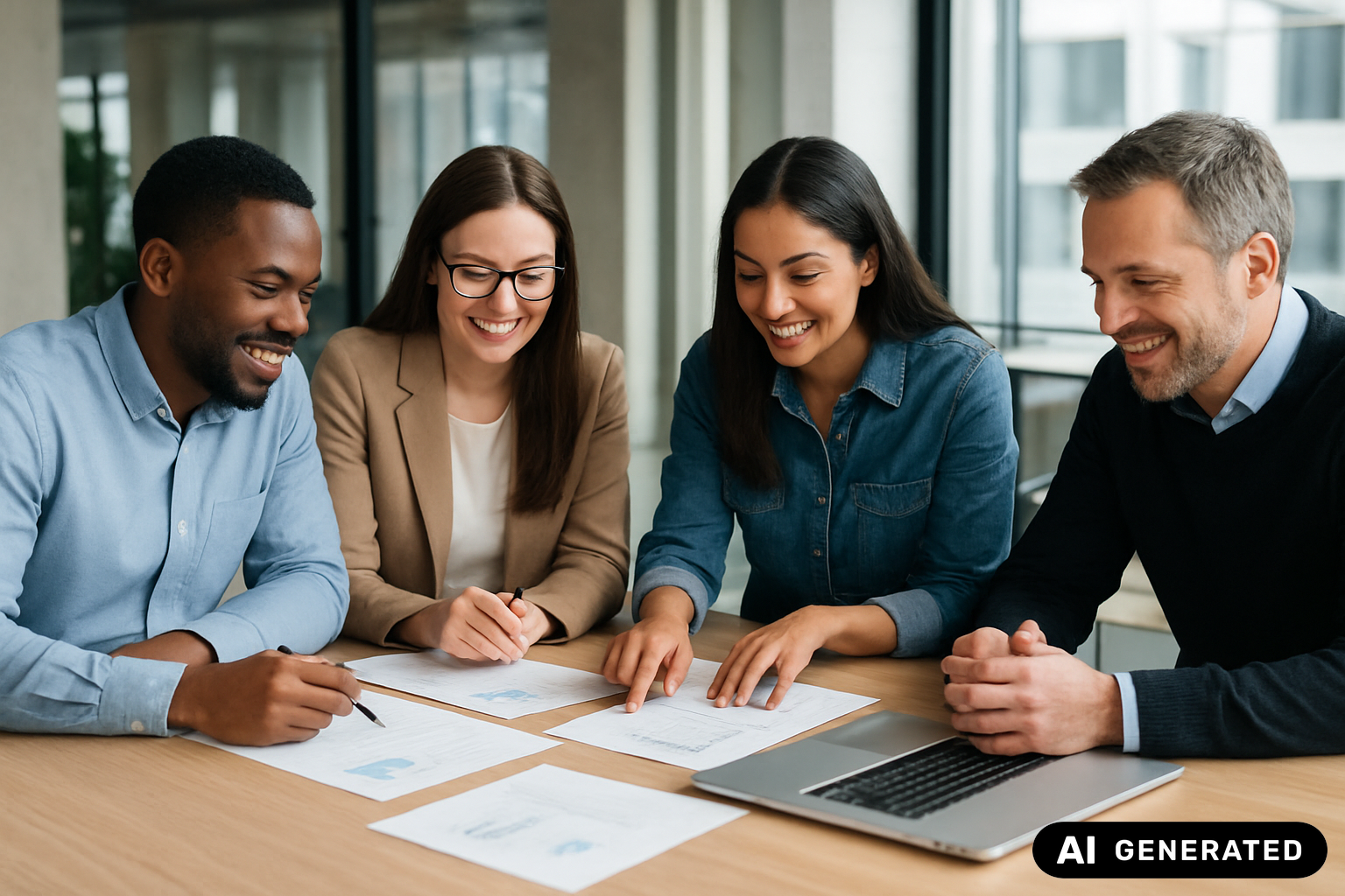 Ein Team in einem Besprechungsraum markiert auf einer Projektwand ein Zielbild, ein Workshop zur Ausrichtung von Produktteams und Lean Enterprise Institute
